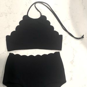 Marysia black medium scalloped bikini high waist bottoms
